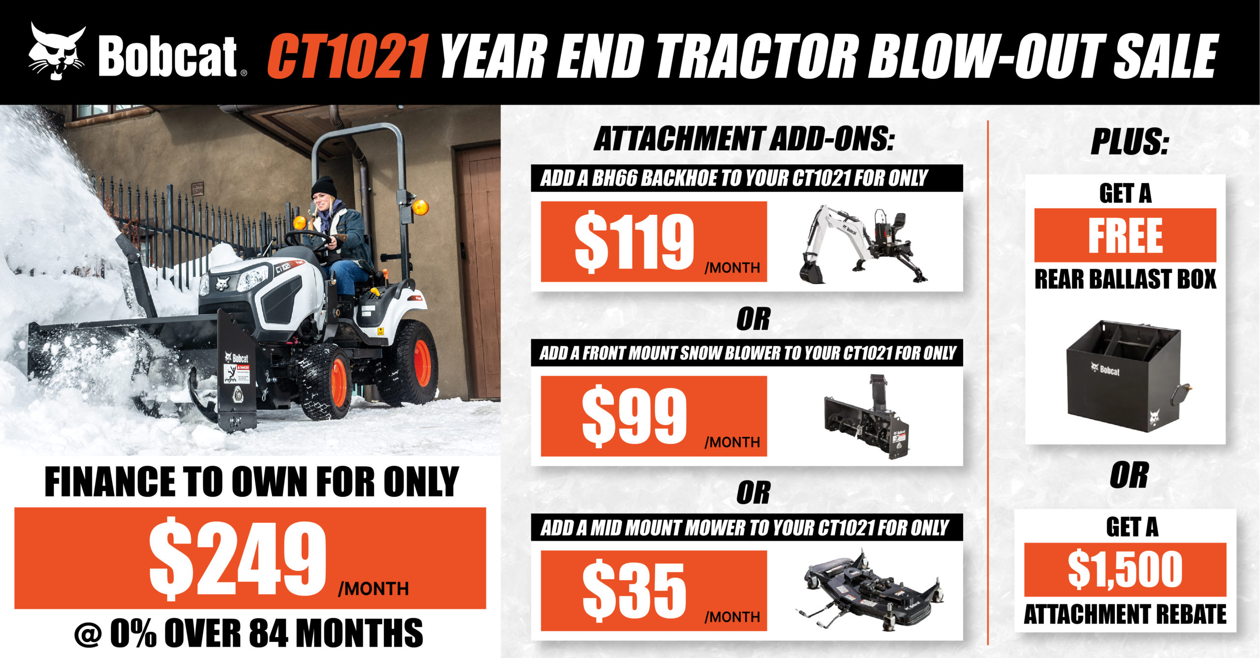 Bobcat CT1021 Year End Tractor Blow-Out 2023