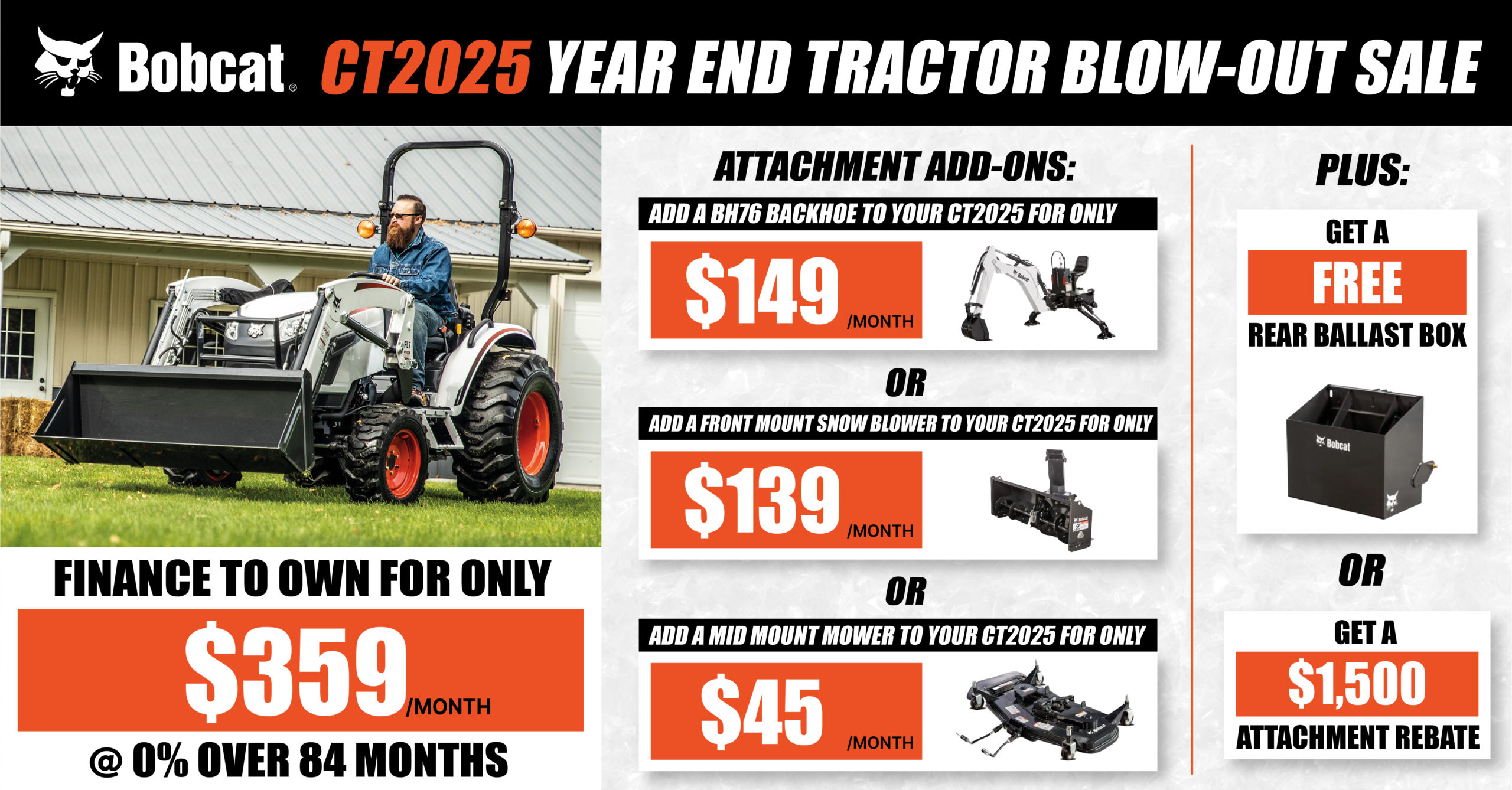 Bobcat CT2025 Year End Tractor Blow-Out 2023